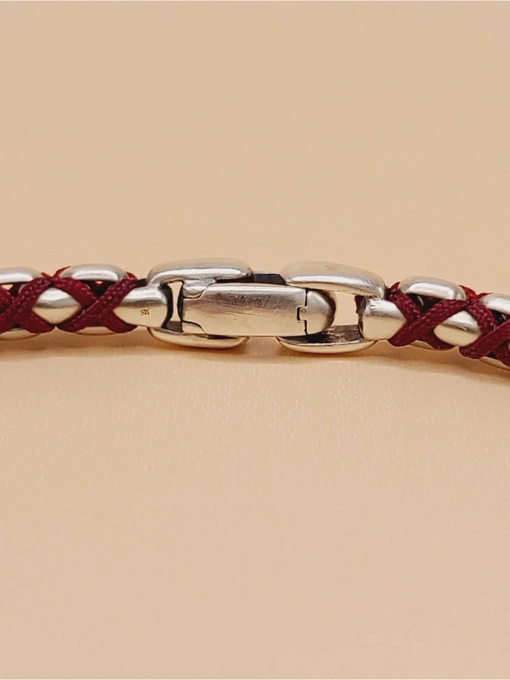 David Yurman Woven Maroon Box Chain Bracelet In Sterling Silver , 4.8mm